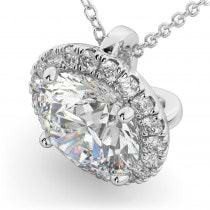 Halo Round Lab Diamond Pendant Necklace 14k White Gold (2.29ct)