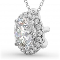 Halo Round Diamond Pendant Necklace 14k White Gold (2.29ct)