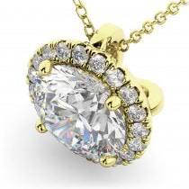 Halo Round Lab Diamond Pendant Necklace 14k Yellow Gold (2.29ct)