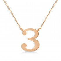 Personalized Plain Text Number Pendant Necklace 14k Rose Gold