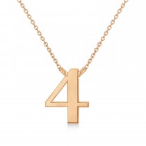 Personalized Plain Text Number Pendant Necklace 14k Rose Gold