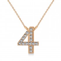 Diamond Personalized Number Pendant Necklace 14k Rose Gold