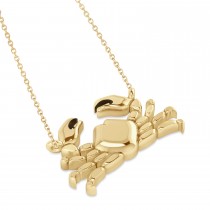 Island Crab Pendant Necklace 14K Yellow Gold