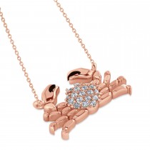 Diamond Island Crab Pendant Necklace 14K Rose Gold (0.23ct)
