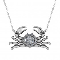 Diamond Island Crab Pendant Necklace 14K White Gold (0.23ct)