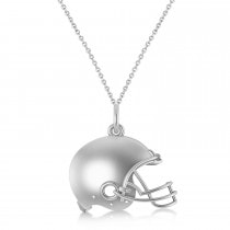 Football Helmet Charm Pendant Necklace 14K White Gold