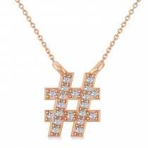 Diamond Hashtag Fashion Pendant Necklace 14K Rose Gold (0.10ct)