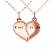 Best Friend Break Apart Pendant Necklace 14k Rose Gold