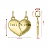 Best Friend Break Apart Pendant Necklace 14k Yellow Gold