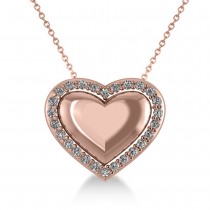 Puffed Heart Diamond Pendant Necklace 14k Rose Gold (0.26ct)