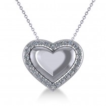 Puffed Heart Diamond Pendant Necklace 14k White Gold (0.26ct)