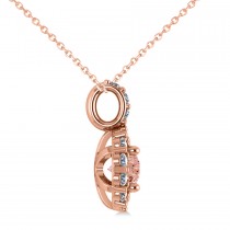 Round Pink Morganite & Diamond Halo Pendant Necklace 14k Rose Gold (0.70ct)