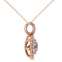 Round Diamond Halo Pendant Necklace 14k Rose Gold (1.34ct)