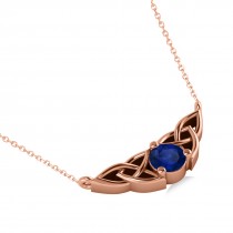 Celtic Round Blue Sapphire Pendant Necklace 14k Rose Gold (0.60ct)