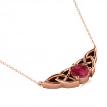 Celtic Round Ruby Pendant Necklace 14k Rose Gold (1.30ct)