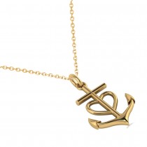 Anchor & Heart Pendant Necklace 14k Yellow Gold