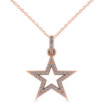 Star Shaped Diamond Pendant Necklace 14k Rose Gold (0.36ct)