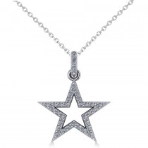 Star Shaped Diamond Pendant Necklace 14k White Gold (0.36ct)