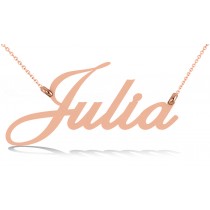 Personalized Script Font Nameplate Pendant Necklace Solid 14k Rose Gold