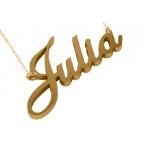 Personalized Script Font Nameplate Pendant Necklace Solid 14k Yellow Gold