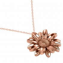 Multilayered Daisy Flower Pendant Necklace 14K Rose Gold