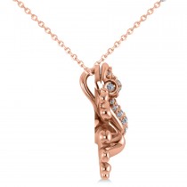Diamond Accented Frog Pendant Necklace 14K Rose Gold (0.53ct)