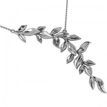 Vine Leaf Pendant Necklace 14k White Gold
