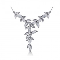Diamond Vine Leaf Pendant Necklace 14k White Gold (0.60ct)