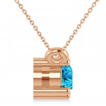 Three Stone Diamond & Blue Topaz Pendant Necklace 14k Rose Gold (0.45ct)