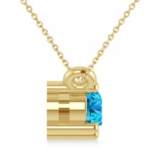 Three Stone Diamond & Blue Topaz Pendant Necklace 14k Yellow Gold (0.45ct)