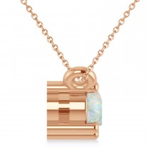 Three Stone Diamond & Opal Pendant Necklace 14k Rose Gold (0.45ct)