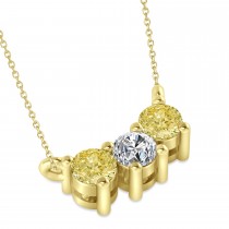 Three Stone Diamond & Yellow Diamond Pendant Necklace 14k Yellow Gold (0.45ct)
