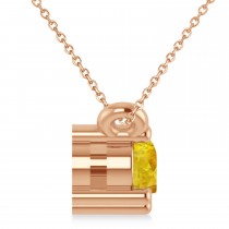 Three Stone Diamond & Yellow Sapphire Pendant Necklace 14k Rose Gold (0.45ct)