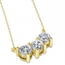 Three Stone Diamond Pendant Necklace 14k Yellow Gold (1.00ct)