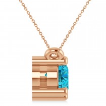 Three Stone Diamond & Blue Diamond Pendant Necklace 14k Rose Gold (1.00ct)