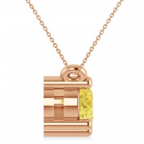 Three Stone Diamond & Yellow Diamond Pendant Necklace 14k Rose Gold (1.00ct)