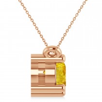 Three Stone Diamond & Yellow Sapphire Pendant Necklace 14k Rose Gold (1.00ct)