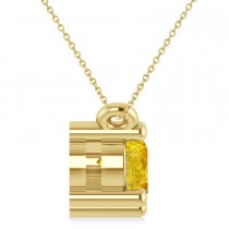 Three Stone Diamond & Yellow Sapphire Pendant Necklace 14k White Gold (1.00ct)