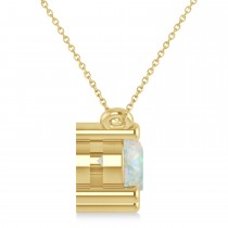 Three Stone Diamond & Opal Pendant Necklace 14k Yellow Gold (1.50ct)