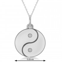 Yin Yang Symbol Pendant Necklace 14k White Gold
