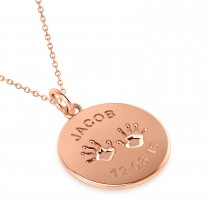 Personalized Baby Name Charm Pendant Necklace 14k Rose Gold