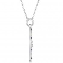 Extra Large Compass Pendant For Men Blue Sapphire & Diamond Accented 14k White Gold (0.45ct)