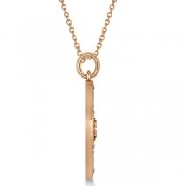 Extra Large Compass Necklace Pendant For Men Lab Grown Diamond Accented 14kRose Gold (0.45ct)