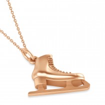 Ice Skate Charm Pendant Necklace 14K Rose Gold