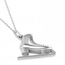 Ice Skate Charm Pendant Necklace 14K White Gold