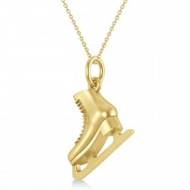 Ice Skate Charm Pendant Necklace 14K Yellow Gold