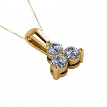 Three Stone Diamond Pendant Necklace 14k Yellow Gold (1.00ct)