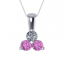 Three Stone Diamond & Pink Sapphire Pendant 14k White Gold (1.00ct)