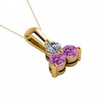 Three Stone Diamond & Pink Sapphire Pendant 14k Yellow Gold (1.00ct)