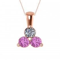 Three Stone Diamond & Pink Sapphire Pendant 14k Rose Gold (1.50ct)